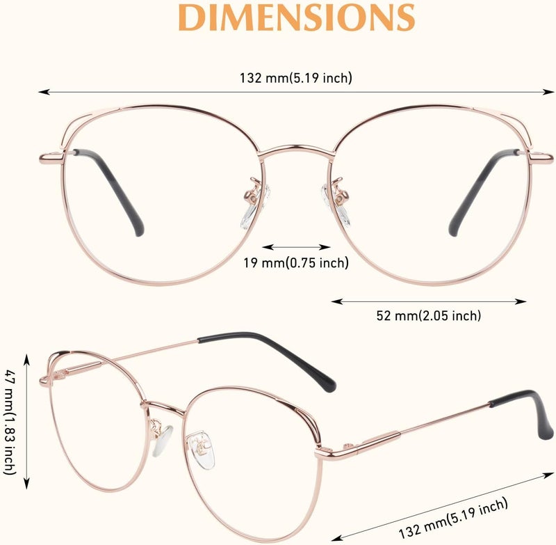LINVO Classic Fake Glasses Women, Cat Eye Metal Clear Lens Eyeglasses with 100% UV400 Protection - Image 5